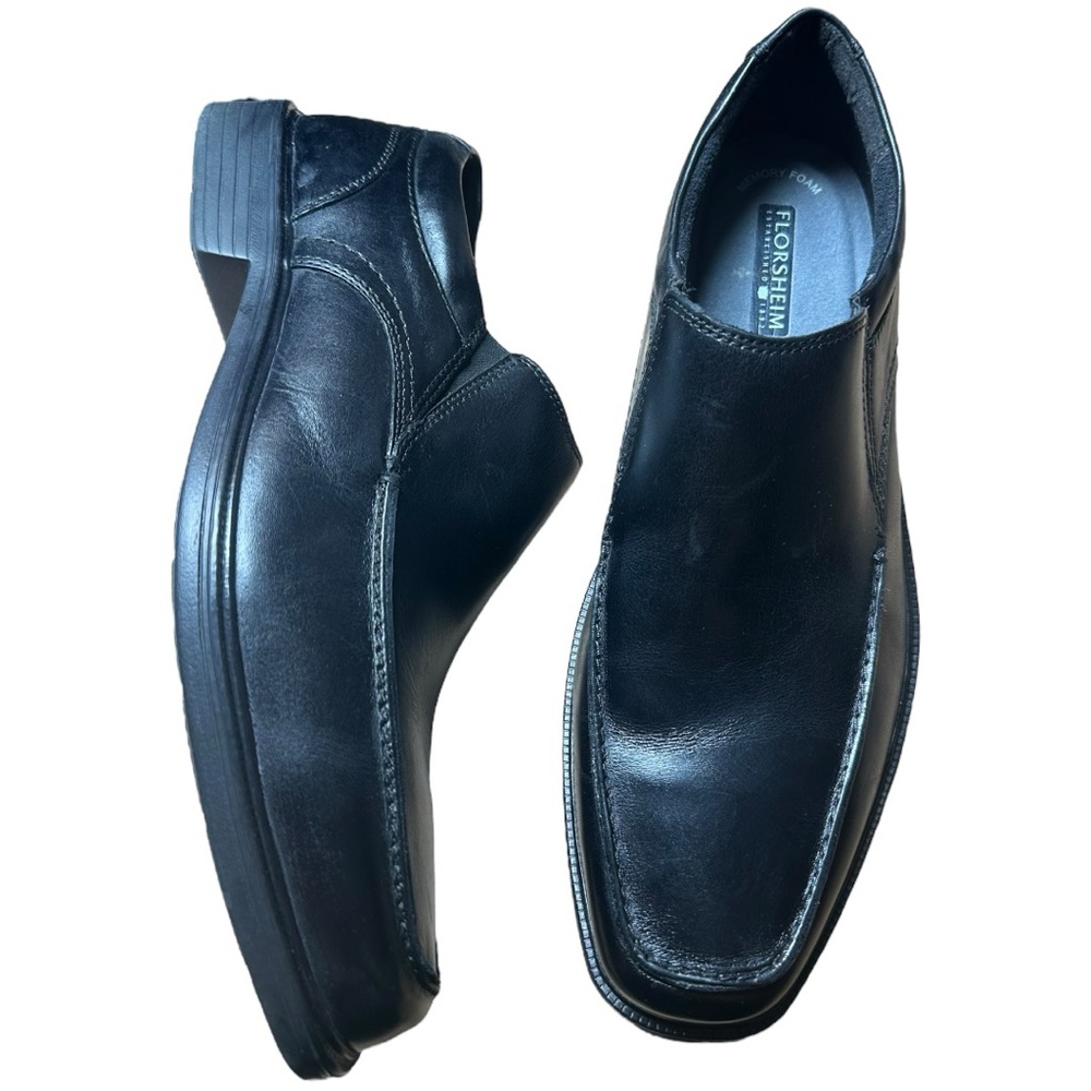 Florsheim Men's Rally Moc Slip Leather ‎ Shoes 11731, Black Size 12D